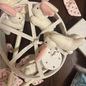 White and Pink Bunny Mobile